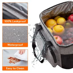1pc Grey Oxford Cloth Lunch Bag With High Capacity, Handheld & Shoulder Straps Portable Large Capacity Waterproof Leakproof