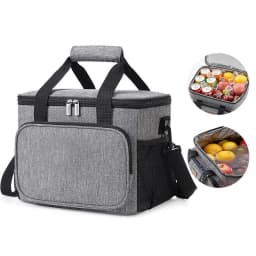1pc Grey Oxford Cloth Lunch Bag With High Capacity, Handheld & Shoulder Straps Portable Large Capacity Waterproof Leakproof