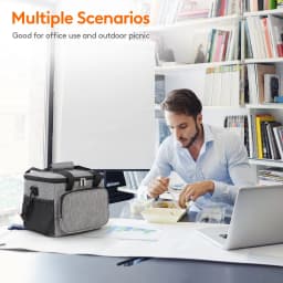 1pc Grey Oxford Cloth Lunch Bag With High Capacity, Handheld & Shoulder Straps Portable Large Capacity Waterproof Leakproof
