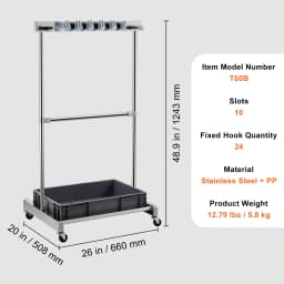 SucceBuy Garden Tool Organizer Yard Tool Tower Rack 10 Slots with Hook & Wheels Broom Storage for Garage Outdoor Organization