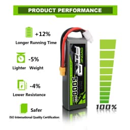 OVONIC 3S LipoBattery 50C 5000mAh 11.1V RC with XT60 Plug for RC Car Boat Truck Aeroplane Quadcopter One Additional TRX Plug (2P