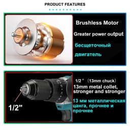 Drillpro 21V 13MM Brushless Electric Impact Drill 20+3 Torque Screwdriver Hammer Drill Power Tools With 2 Battery