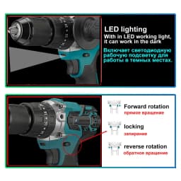 Drillpro 21V 13MM Brushless Electric Impact Drill 20+3 Torque Screwdriver Hammer Drill Power Tools With 2 Battery