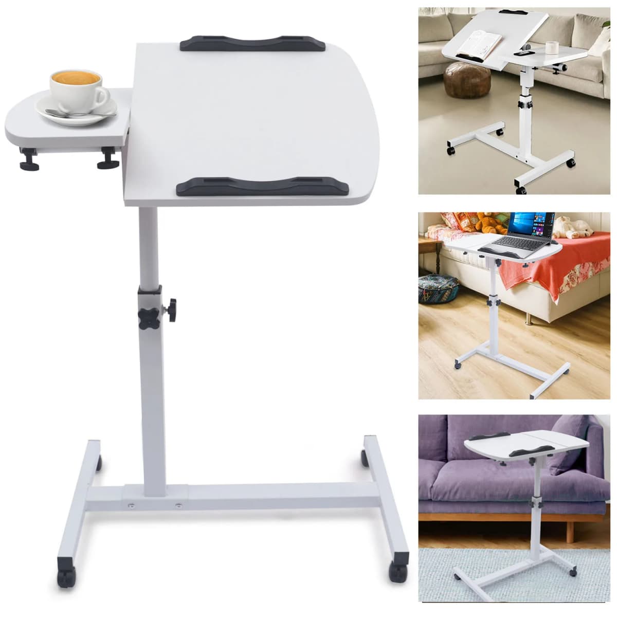 180 ° Tiltable Laptop Table Height Adjustable Computer Trolley Side Table Bed Table Computer Desk Sofa Table With 360 ° Wheels