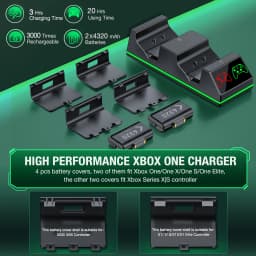 2 Packs 4320mWh Rechargeable Battery for Xbox Series X/S/One/Elite/Core Controller Charger Station