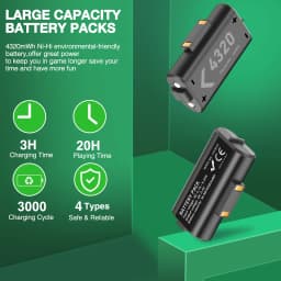 2 Packs 4320mWh Rechargeable Battery for Xbox Series X/S/One/Elite/Core Controller Charger Station