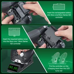 2 Packs 4320mWh Rechargeable Battery for Xbox Series X/S/One/Elite/Core Controller Charger Station