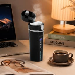12V-24V 450ml Car Electric Kettle Heating Kettle Electric Travel Thermoses for Coffee Tea Milk 70-100W BPA-free Black