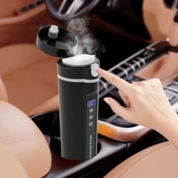 12V-24V 450ml Car Electric Kettle Heating Kettle Electric Travel Thermoses for Coffee Tea Milk 70-100W BPA-free Black