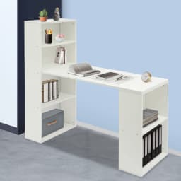 Desk Wear-Resistant Computer Table with Shelves Easy to Clean Office Table with Bookshelf for Bedrooms/Living Rooms/Study Rooms