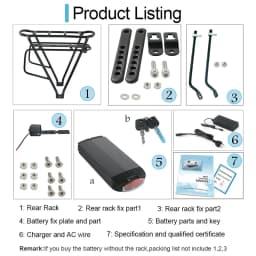 36V 21AH Rear Rack Ebike Battery 36V 15AH Lithium Batteria 18650 48V 14Ah for Electric Bicycle 250W 350W 500W 750W 1000W