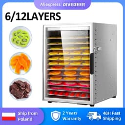 DIVEDEER 6/12 Layers Fruit dryer electric drying for vegetables food dehydrator drying for vegetables and fruit drying machine