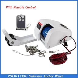 12V Electric Anchor Winch for Boats, 25 lb Anchor Capacity, Power Up/Down with Wireless Remote Control Kit