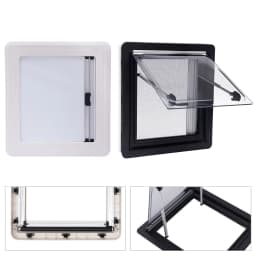 450x500MM RV Window Camper Push Window Caravan Extrapolated Ventilation Window with Integrated Sunshade Angle Adjustable 70°