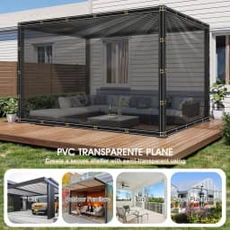 Sunshade Waterproof Tarpaulin PVC with Eyelets 400 g/m² UV Protection Tarpaulin for Gazebo Garden Balcony Privacy Protection