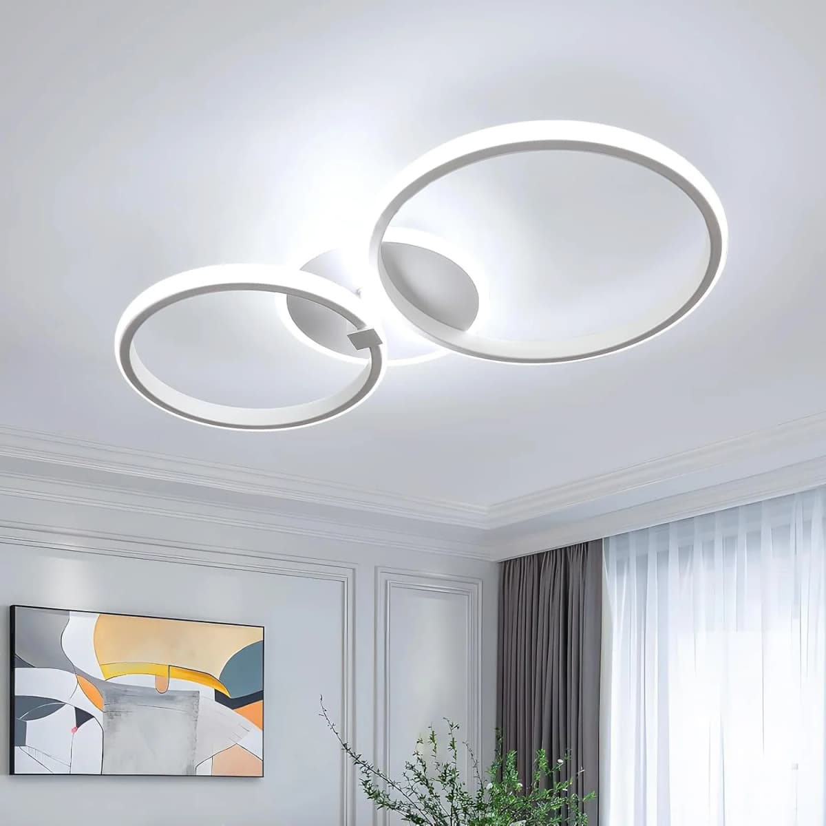 42W LED Ceiling Lights,Modern Round LED Design Ceiling Lighting 6500K Cool White Ceiling Lamp for  Bedroom Dining Room