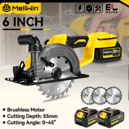 MELLWIN 6 Inch Brushless Circular Saw Rechargeable 45° Angle Adjustment Multifunction Cutting Machine For Makita 18V Battery Pin