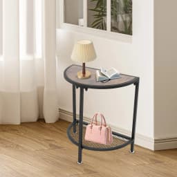 2 Tier Coffee Table Easy Assembly Side Table with Metal Shelf Space-Saving for Living Room/Bedroom/Dorm Room/Guest Room