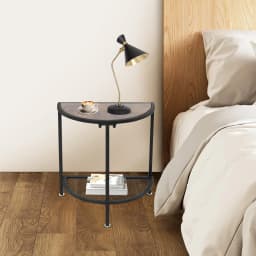2 Tier Coffee Table Easy Assembly Side Table with Metal Shelf Space-Saving for Living Room/Bedroom/Dorm Room/Guest Room
