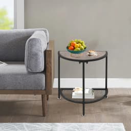 2 Tier Coffee Table Easy Assembly Side Table with Metal Shelf Space-Saving for Living Room/Bedroom/Dorm Room/Guest Room