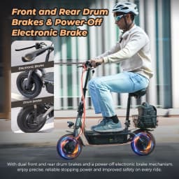 IScooter F3 E-Scooter, 13Ah Large Battery 60KM Max Range, 10'' Inflatable Road Tires, Foldable Electric Scooter with Removable Seat and Basket for Urban Travel