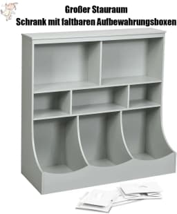 Children's Shelf, Toy Shelf with 5 Compartments and 3 Drawers, Bookcase for Children, , 93 x 40 x 94 cm, Grey
