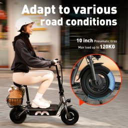 iScooter F2 10 inch Electric Scooter 7.8Ah Foldable Scooters for Adults, Maximum Range 30KM, with Seat and Basket