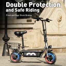 iScooter F2 10 inch Electric Scooter 7.8Ah Foldable Scooters for Adults, Maximum Range 30KM, with Seat and Basket