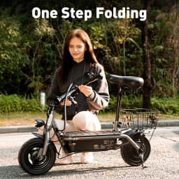 iScooter F2 10 inch Electric Scooter 7.8Ah Foldable Scooters for Adults, Maximum Range 30KM, with Seat and Basket