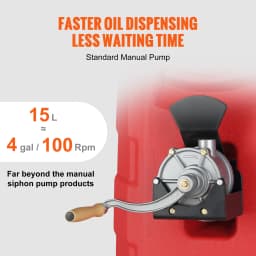 SucceBuy 16Gal Fuel Caddy 7.8 L/min Portable Gas Storage Tank Container with Hand Pump & Wheels Oil Transfer for Gasoline Diesel