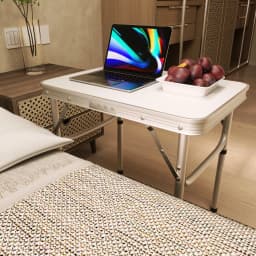 2FT Folding Computer Desk for Small Spaces, Height Adjustable PC Laptop Bed Side Table 60x45x26/56cm(2x1.5x1/2ft) White