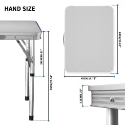 2FT Folding Computer Desk for Small Spaces, Height Adjustable PC Laptop Bed Side Table 60x45x26/56cm(2x1.5x1/2ft) White