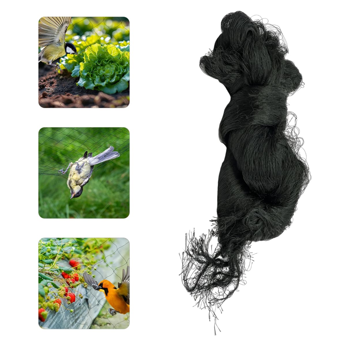 Bird Protection Net, Pigeon Net, 30 X 15 M, Mesh Size 5 X 5 Cm, Versatile Black Net for Balcony, Garden, Pond and Pool