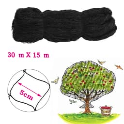 Bird Protection Net, Pigeon Net, 30 X 15 M, Mesh Size 5 X 5 Cm, Versatile Black Net for Balcony, Garden, Pond and Pool