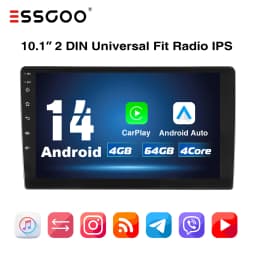 ESSGOO 10" 2+32GB Car Stereo Radio Wireless CarPlay Android Auto Double 2 DIN Universal Fit IPS Screen GPS NAVI FM RDS USB WIFI