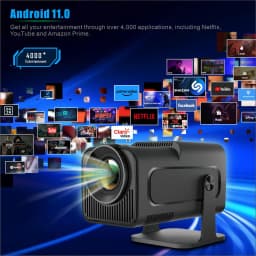 Mini Beamer HY320MINI Full HD 1080P | Android 11 | 4K decoder | WiFi6 BT5.0 | 180 ° Projection | 25dB Quiet, Black