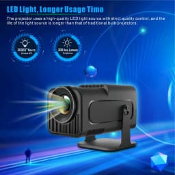 Mini Beamer HY320MINI Full HD 1080P | Android 11 | 4K decoder | WiFi6 BT5.0 | 180 ° Projection | 25dB Quiet, Black