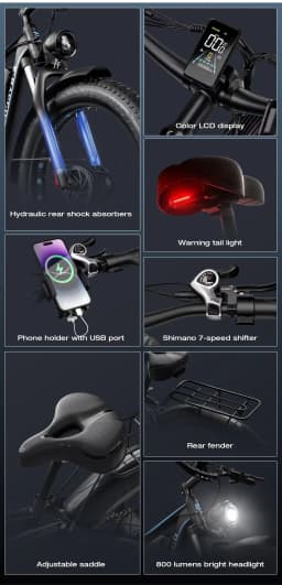 E-BYCCO EB7 PRO Electric Bicycle 3000W Dual Motor 52V23AH Hydraulic Brake Electric Bike 26*4.0 Inch Fat Tire Mountain Snow Ebike