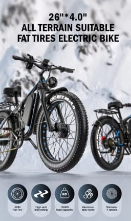 E-BYCCO EB7 PRO Electric Bicycle 3000W Dual Motor 52V23AH Hydraulic Brake Electric Bike 26*4.0 Inch Fat Tire Mountain Snow Ebike