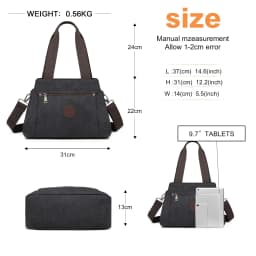 KONO Canvas Handbag for Women, Shoulder bag, Stylish WOMEN'S bag, Lightweight and Spacious, Ideal for Everyday & Travel
