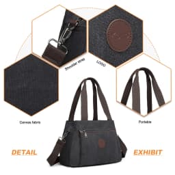 KONO Canvas Handbag for Women, Shoulder bag, Stylish WOMEN'S bag, Lightweight and Spacious, Ideal for Everyday & Travel