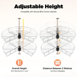 Carousel Cabinet Swivel Base, Corner Cabinet Swivel Fitting, Adjustable Kitchen Swivel Fitting 3/4 Circle 270° Corner Design