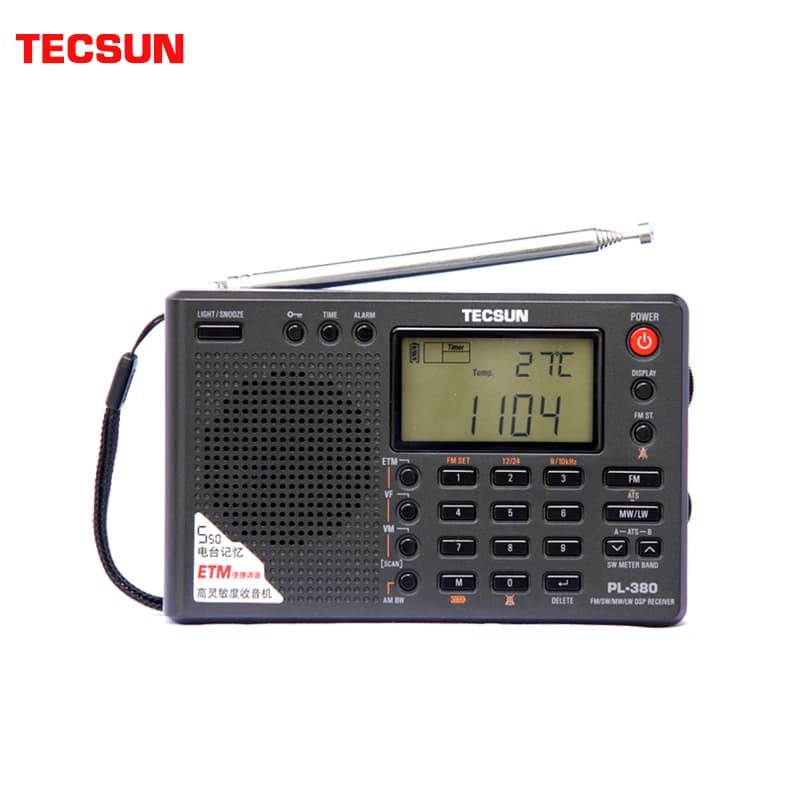 TECSUN PL-380 DSP World Band Radio FM MW SW LW Portable Digital Receiver with ETM Scan USB Rechargeable Stereo Sound Sleep Timer