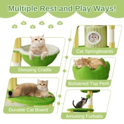 Oak & Tea Cat Tree 162cm Green scratching post Tipping Protection Climbing Sent Large Platform Cave Recumbent & Toys