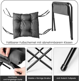 Armchair with Stool, Recliner Chair with Armrests, Side Pocket & Footrest, Wing Chair for Living Room, Bedroom, Office (Grey)