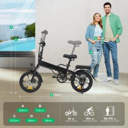 isinwheel U3 16" Foldable Electric Bike Adults, 250W Electric Bicycle, Front Fork Suspension, 19 MPH UP to 45 Miles Folding Ebik
