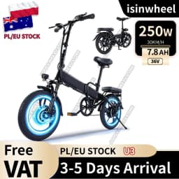 isinwheel U3 16" Foldable Electric Bike Adults, 250W Electric Bicycle, Front Fork Suspension, 19 MPH UP to 45 Miles Folding Ebik