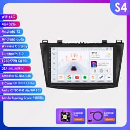 Hizpo 2Din 9inch Android14 Car Radio for Mazda 3 2010 - 2013 Multimedia RDS DSP GPS Navigation Auto BT 4G CarPlay 360CAM UI7862