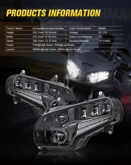 For Honda GoldWing GL1800 2001-17 E24 Motorcycle LED Front Headlight Assembly Accessories Driving Light DRL High Low Beam