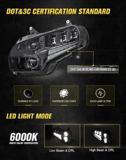 For Honda GoldWing GL1800 2001-17 E24 Motorcycle LED Front Headlight Assembly Accessories Driving Light DRL High Low Beam